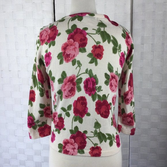 Forever 21 Rose Floral Cotton Sweater, size Small - Picture 3 of 5